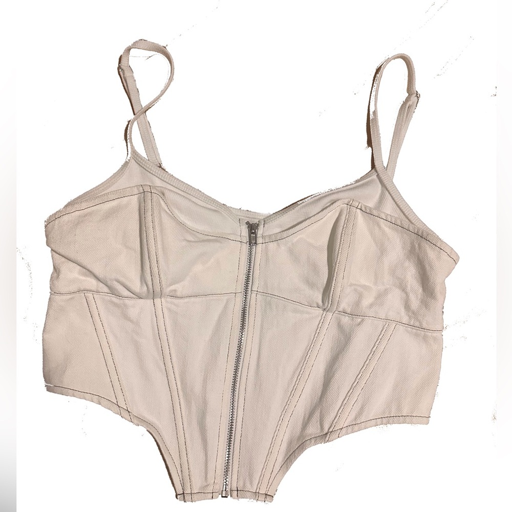 White fox denim corset top size M